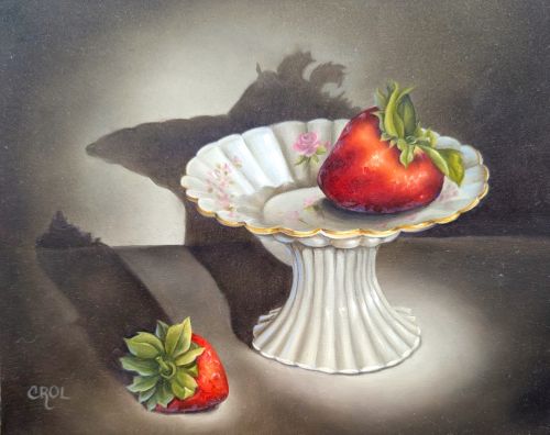 Strawberry on a Cake Plate